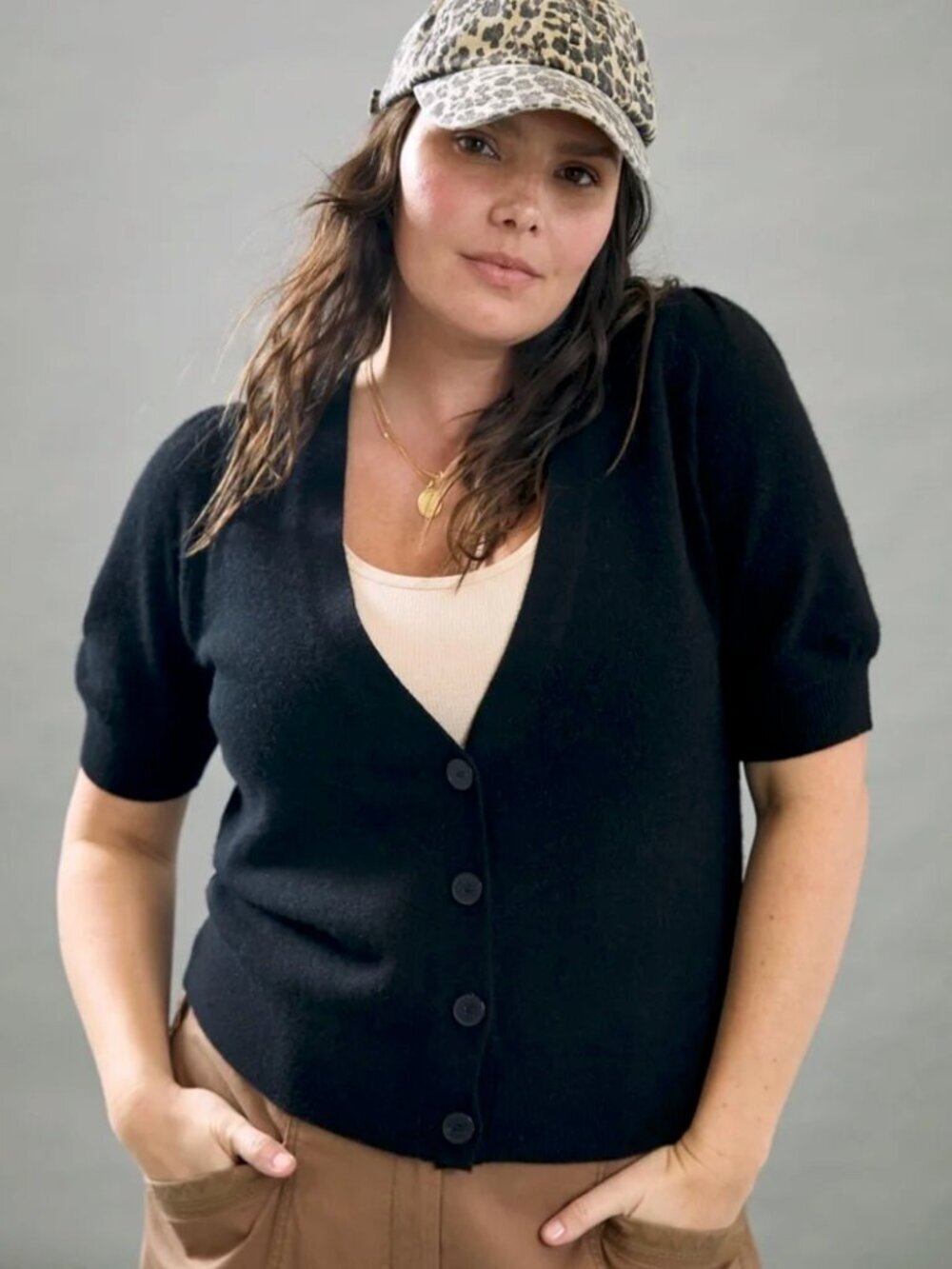 Anthropologie Maeve Beth Puff Sleeve Cashmere Cardigan